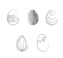 Fototapeta premium Easter Egg Outline Collection Simple Sketch Vector Set