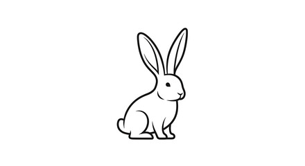 Obraz premium Rabbit icon, black line drawing, simple animal illustration, white background