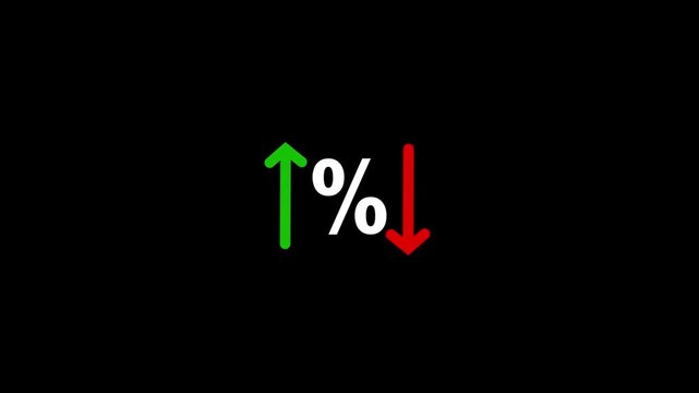 Percentage growth and decline icon with up and down arrows. financial, business, and statistical analysis. Up and down percentage arrows icon.
