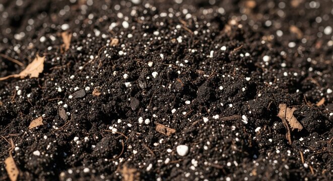 rich black potting soil with white perlite for gardening or plant cultivation