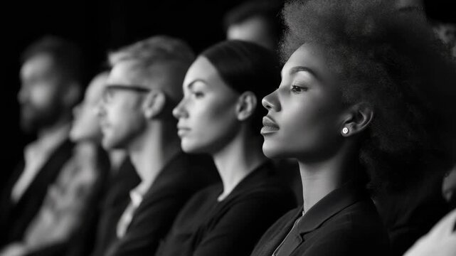 Audience watching a live performance. Concert or show atmosphere captured in monochrome.