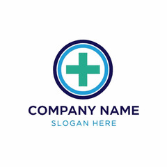 Fototapeta premium Medical Cross Logo Design with Circular Frame for Healthcare Company Branding.
