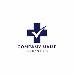 Obraz premium Medical Cross with Check Mark Logo Design for Healthcare Solutions.