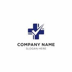 Obraz premium Medical Cross Logo with Checkmark Symbol for Healthcare Company Branding.