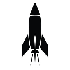 Fototapeta premium A striking black rocket design stands out against a light gray background silhouette