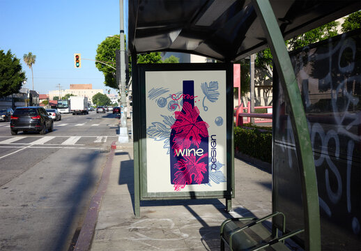 Bus Stop Shelter Mockup in Los Angeles