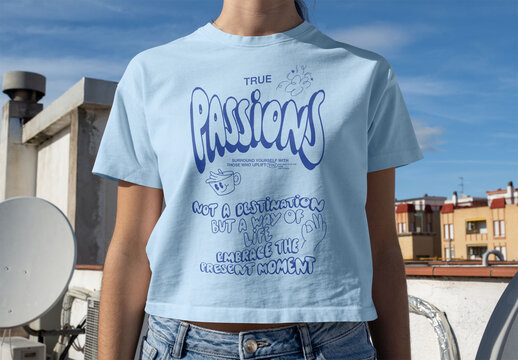 Female Front White T-Shirt Mockup