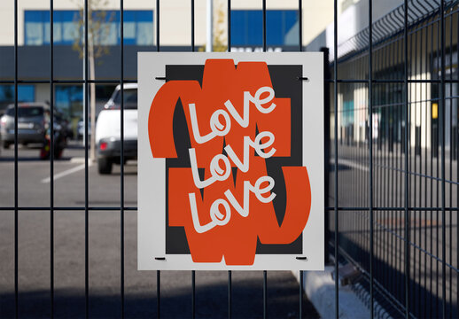 Mockup of Parking square Sign in Barcelona