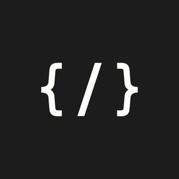 Code symbol illustration on black background representing coding and programming.