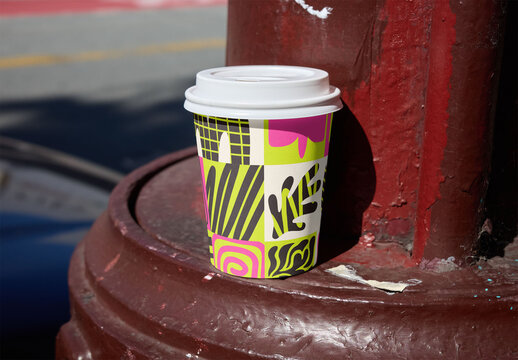 Mockup of Take away Coffee Cup in San Francisco.