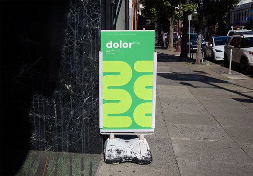 Sidewalk A-Frame Ad Mockup on San Francisco