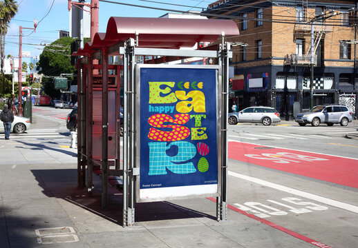 Bus Stop Ad Mockup, San Francisco