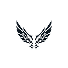 Obraz premium Elegant black wings illustration representing freedom flight and aspiration on white background.