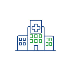 Naklejka premium Hospital building illustration with a medical cross on top healthcare facility concept.