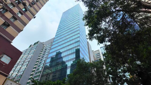 Aerial drone skyview of Hong Kong Victoria Harbour Financial CBD hub Central Admiralty Wan Chai Happy Valley Wong Nai Chung Stadium Tai Hang Causeway Bay Tai Hang