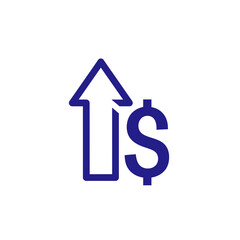 Obraz premium Financial growth concept with dollar sign and upward arrow representing increase.