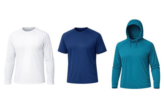 Apparel collection showcasing t-shirt, long sleeve shirt, hoodie