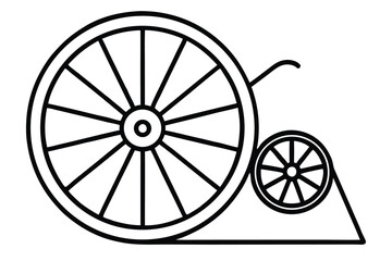 Fototapeta premium Monochrome Black and White Dynamic Wheel Slowing, Depicting Process Completion in Digital Media