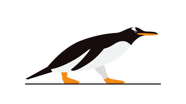 Black and white seabird walking on ground