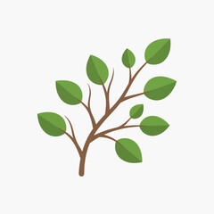 Obraz premium Branch with green leaves a simple illustration of natures beauty and growth.