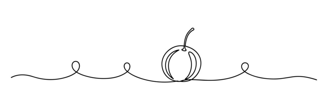 Small round fruit centered on continuous line with loops, none editable strokes