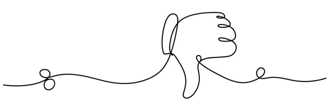 Hand showing thumbs down gesture in minimal line drawing, none editable strokes
