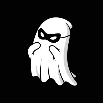 A sneaky ghost wearing a mask ready for some mischief and fun.