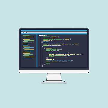 Computer screen displaying code programming software development coding technology and digital information.
