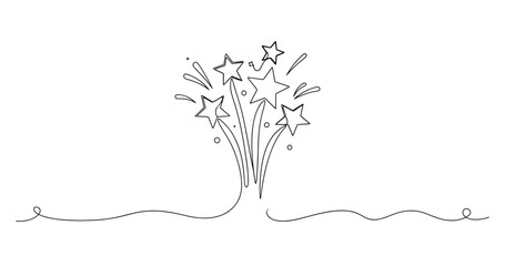 Fototapeta premium Simple line art of stars and swirls in minimalist style. None editable stroke