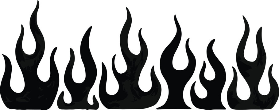 Classic hot rod flames black silhouette pack for custom automotive paint and racing car vinyl decals.