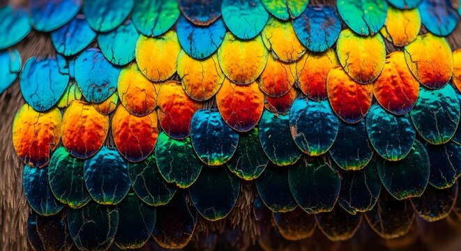 Macro Iridescent Rainbow Scales Texture Background