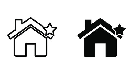 Fototapeta premium Contrast of simple house icons with and without a starburst effect on the roof