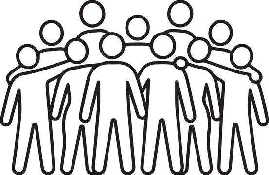 A group of people standing closely together arms linked in a circular formation high quality professional