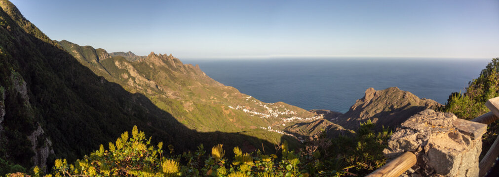 Anaga rural park mountains overlooking the atlantic ocean and taganana village