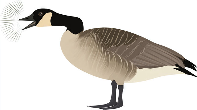 Black-and-white goose with water droplets