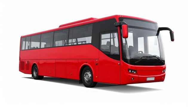 Large Red City Bus with Modern Design on White Background