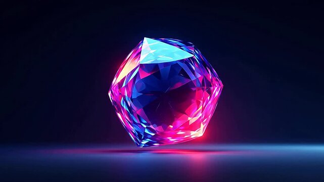 Colorful faceted gemstone on dark surface