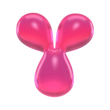 Glossy pink gummy bubble letter Y