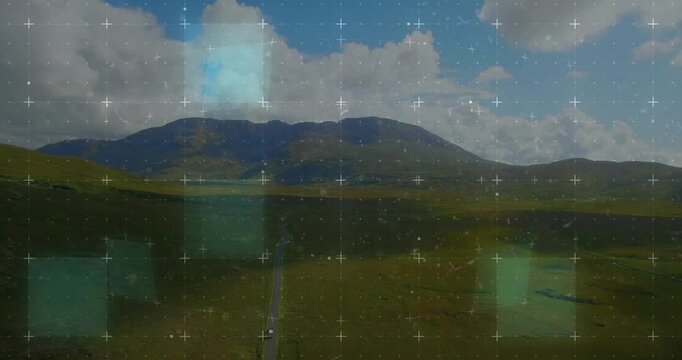 Playback showing grid appearing then fading over ridge while vehicle advancing to ridge for mapping