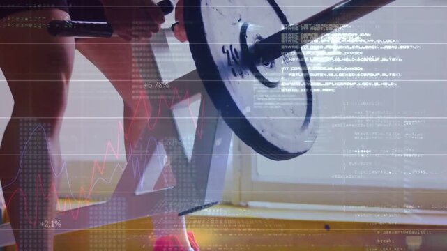 Vertical video: Stepping onto step and gripping T-bar, shirtless athlete pulling at gym, red shoes