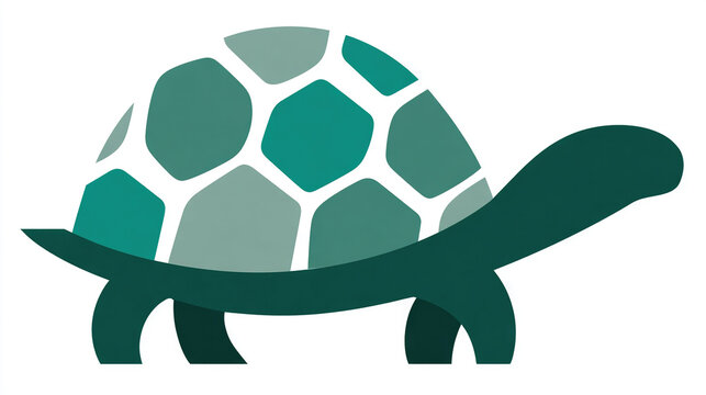 Modern turtle silhouette with green shell pattern