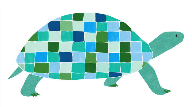 Colorful Turtle Made of Geometric Shapes