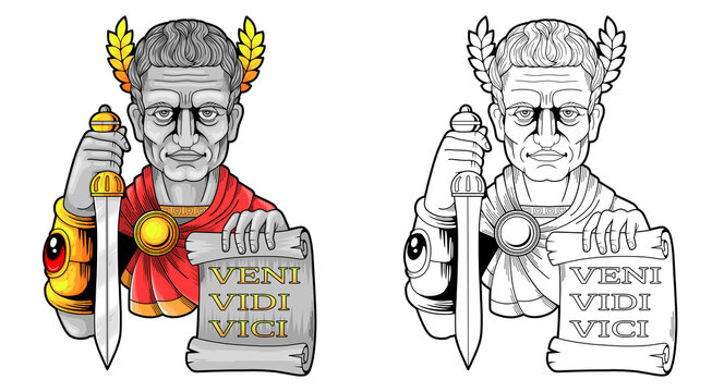 First Roman emperor, Gaius Julius Caesar, design illustration