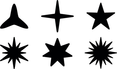 Obraz premium Black star and cross shapes vector collection with various points