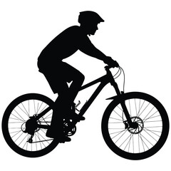 Fototapeta premium Silhouette of a person riding a mountain bike