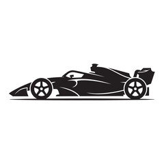 Obraz premium Formula 1 Race Car Side View Black Vector Icon