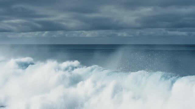 Large ocean wave crashing on shore.