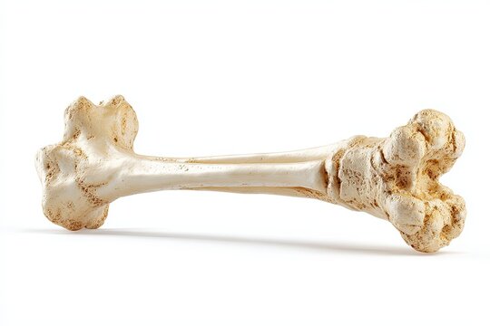 A detailed and realistic depiction of an isolated bone. it is of the skeletal structure, evoking the human anatomy and physiology.
