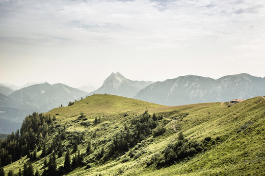 Panoramic Alpine Landscape Viewed from a Mountain Summit. Achenkirch, Austria