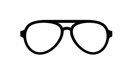 Black and white illustration of classic aviator eyeglasses, simple design. © Budi